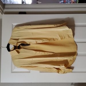 Yellow silk button down